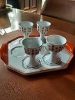 Art deco porseleinen setje, schaaltje met 4 eierdoppen, Ophalen of Verzenden