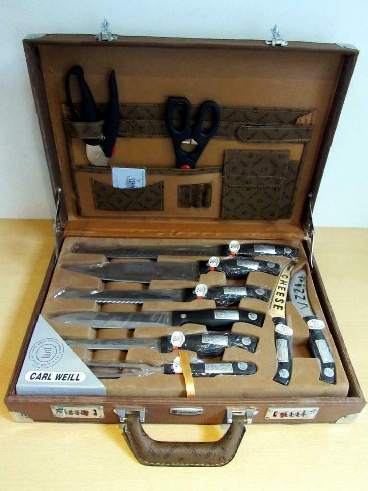 Carl Weill Koffer met 25 messen in inox Top Kwaliteit !!!, Huis en Inrichting, Keuken | Bestek, Nieuw, Bestekset, Inox of Chroom