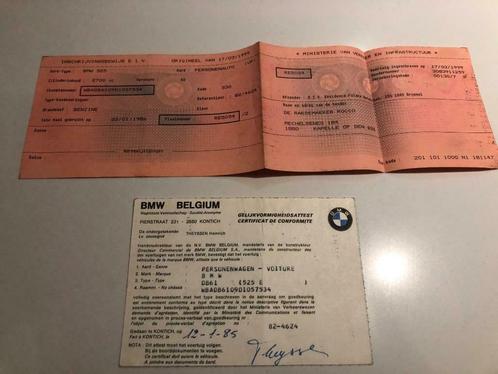 BMW 525E eta 2700cc E28 1986 - Documents automobiles belges., Autos : Divers, Autos divers Autre, Enlèvement ou Envoi