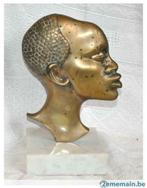 §tête d'homme africain bronze socle marbre, Brons, Ophalen