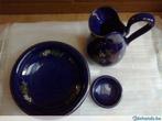 lampetstel blauw keramiek drie delig., Antiek en Kunst, Curiosa en Brocante