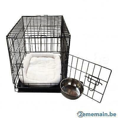 Cage  avec bac + coussin blanc + bol inox 6 TAILLES, Animaux & Accessoires, Accessoires pour chiens, Neuf, Envoi