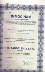 Immocinam - Antwerpen, Postzegels en Munten, Aandelen en Waardepapieren, 1970 tot heden, Aandeel, Verzenden