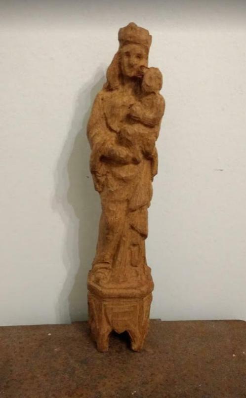 antiek beeldje MARIA en JEZUS, eik, gesculpteerd hoogte: 27, Antiek en Kunst, Curiosa en Brocante, Ophalen of Verzenden