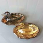 Cristal de canards s / 2 sur plat en métal argenté sel et po, Collections, Assiette ou Plat, Enlèvement ou Envoi, Utilisé, Argenté