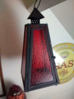 Lantaarn met rood glas, Ophalen of Verzenden, Zo goed als nieuw, Rood, Kandelaar