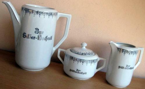 Service à café - Giesche - Bur Silberhochzeit - Vintage, Antiquités & Art, Antiquités | Porcelaine, Enlèvement ou Envoi