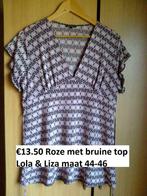 Roze met bruine retro top Lola & Liza, Porté, Rose, Taille 46/48 (XL) ou plus grande, Enlèvement ou Envoi