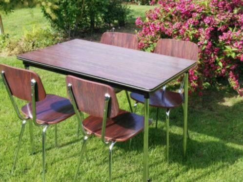 table de cuisine et 4 chaises vintage, Maison & Meubles, Accessoires pour la Maison | Autre, Comme neuf, Enlèvement