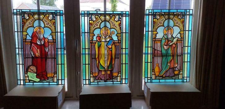 19de eeuwse glasramen - Ernest Haussaire, Lille, Antiek en Kunst, Antiek | Glaswerk en Kristal, Ophalen of Verzenden