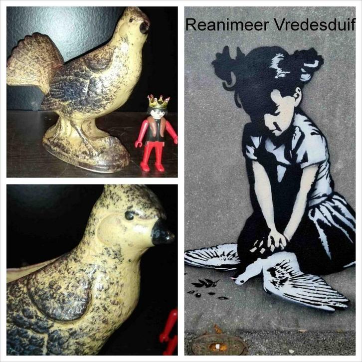 50) Vintage vogel (originele kleuren, mooie vorm), Antiek en Kunst, Kunst | Beelden en Houtsnijwerken, Ophalen of Verzenden