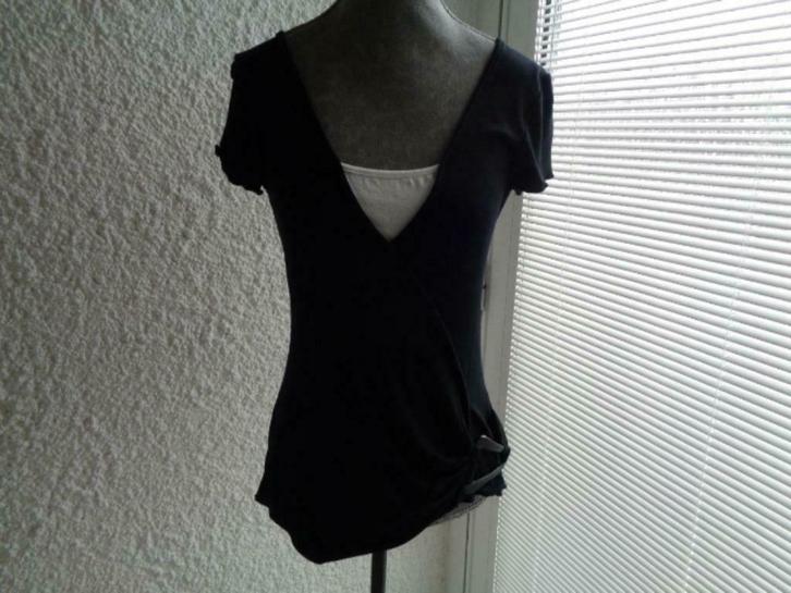 Top noir / blanc.Marque: "Gemo". Taille S, Kleding | Dames, T-shirts, Gedragen, Wit, Ophalen of Verzenden
