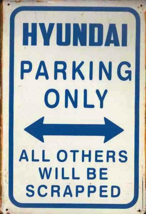 Metalen rusty-old wandplaat Hyundai Parking Only, Auto-onderdelen, Overige Auto-onderdelen, Hyundai, Nieuw, Ophalen of Verzenden