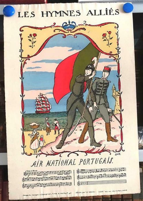 Les Hymnes Alliés Air National Portugais 1916 1/1000 ex WO I, Antiek en Kunst, Kunst | Litho's en Zeefdrukken, Ophalen of Verzenden
