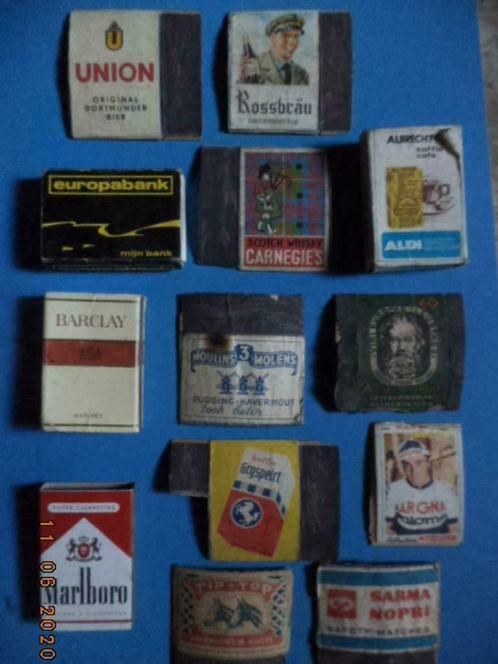 13 oude luciferdoosjes en -boekjes. Allerlei firma's, merken, Verzamelen, Rookartikelen, Aanstekers en Luciferdoosjes, Gebruikt