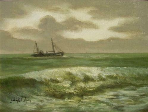 Boot in volle zee door Gilbert Van Belleghem, Antiquités & Art, Art | Peinture | Classique, Envoi