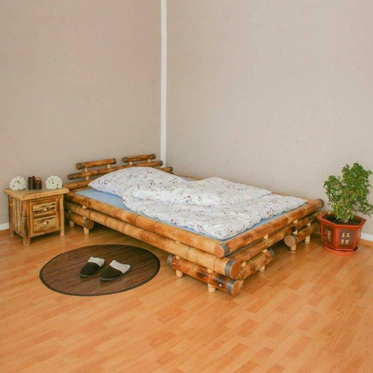 Lit 180x200 cm en bambou brun LIT BAMBOU lit naturel NEUF, Huis en Inrichting, Overige Huis en Inrichting, Nieuw, Verzenden