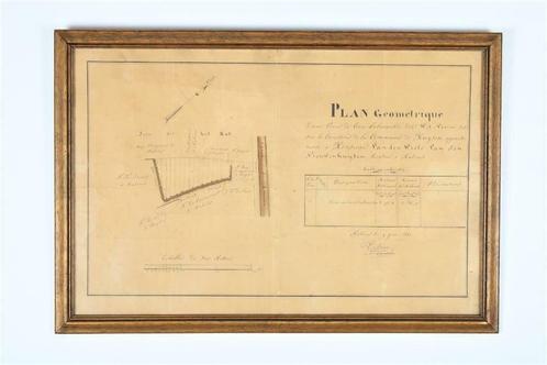 Plan géométrique à Muizen, 1841, Antiquités & Art, Curiosités & Brocante, Enlèvement ou Envoi