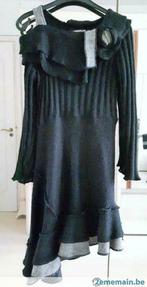 robe en laine noire originale manche longue Griffin Paris T2, Neuf