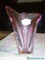 vase cristal val st lambert mauve - griffé VSL, Verzamelen, Gebruikt