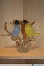 Statue couple oiseaux en verre
