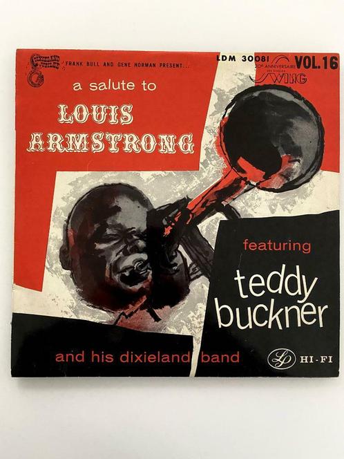LP Teddy Buckner His Dixield Band ‎Salute To Armstrong 1957, Cd's en Dvd's, Vinyl | Jazz en Blues, Gebruikt, Jazz, Voor 1940, 12 inch
