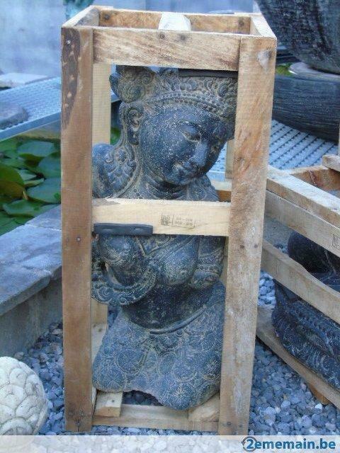 statue de shiva élégante en pierre patinée , nouveau !, Jardin & Terrasse, Pièces d'eau & Fontaines, Neuf, Ornement d'eau, Pierre