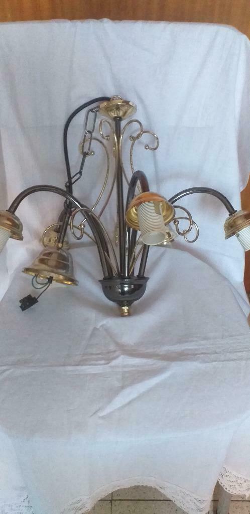 Art deco kroonluchter 5 takken, Huis en Inrichting, Lampen | Kroonluchters, Gebruikt, Ophalen