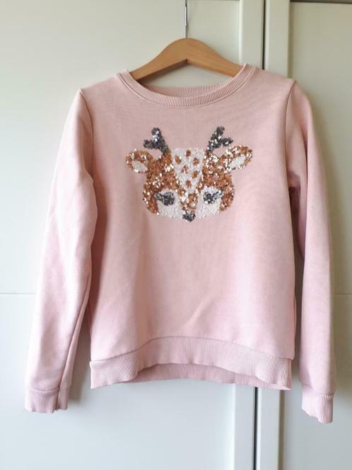 Trui / sweater JBC roze met hertje - maat 128 - 8 jaar, Kinderen en Baby's, Kinderkleding | Maat 128, Gebruikt, Meisje, Trui of Vest
