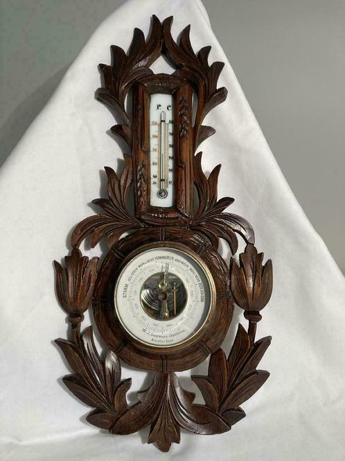 Baro / thermomètre ancien - W.J. Lauwers - Amsterdam, Antiquités & Art, Antiquités | Accessoires de maison, Envoi