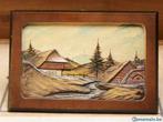 art-antiquité_sculpture bois_80_tableau chalets de montagne, Antiek en Kunst, Kunst | Beelden en Houtsnijwerken, Ophalen of Verzenden