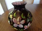 Vase en verre  avec motifs dessinés à la main., Maison & Meubles, Noir, Utilisé, Moins de 50 cm, Enlèvement ou Envoi