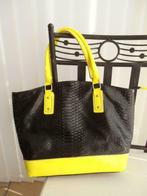 Sac PVC noir et jaune fluo à poignées, imitation croco, Bijoux, Sacs & Beauté, Sacs | Sacs Femme, Enlèvement ou Envoi, Utilisé