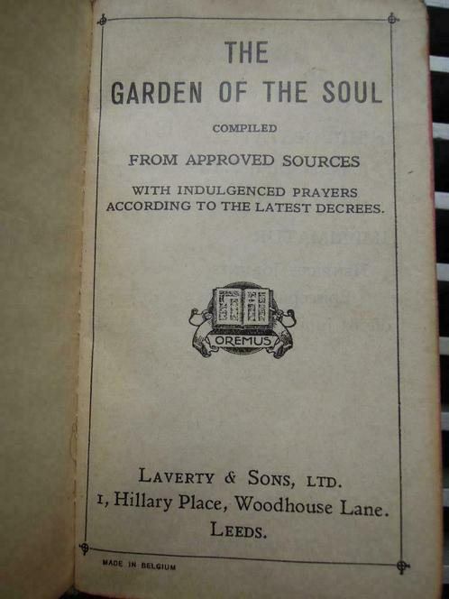 boek misboek The garden of the soul 1938 Belgium Theologie, Collections, Religion, Utilisé, Christianisme | Catholique, Livre