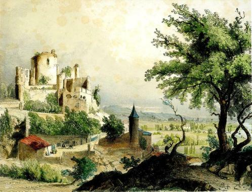 Lithografie Château de Langoiran / Gironde, Antiek en Kunst, Kunst | Litho's en Zeefdrukken, Ophalen of Verzenden