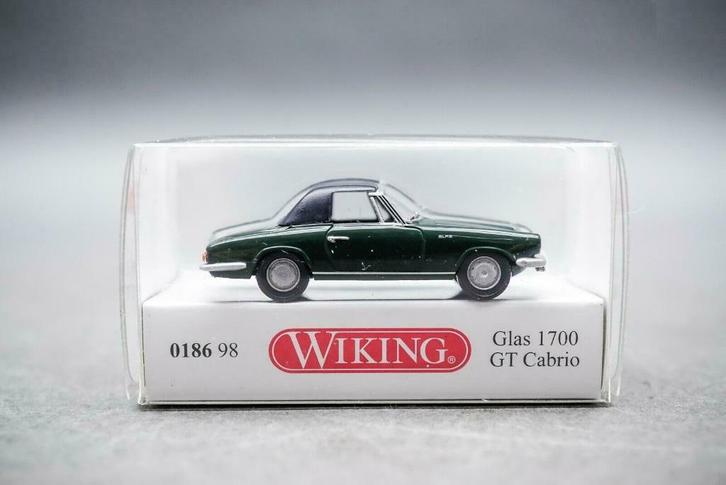 1:87 Wiking 018698 Glas 1700 GT closed Cabrio groen, Hobby en Vrije tijd, Modelbouw | Auto's en Voertuigen, Nieuw, Auto, Ophalen of Verzenden