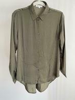 Khaki hemd in satijnachtige look, Kleding | Dames, Blouses en Tunieken, Verzenden, Millenium, Zo goed als nieuw, Maat 36 (S)