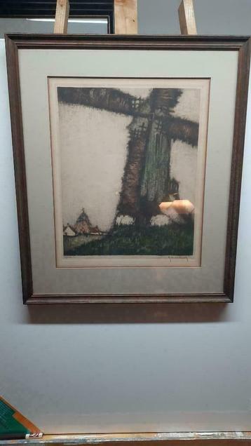 Ets / gravure van ROGER HEBBELINCK  " windmolen " 73 / 350 beschikbaar voor biedingen