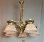 antieke hanglamp luster 20er jaren brons-messing, Enlèvement ou Envoi