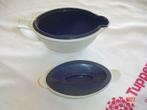 Tupperware : iso duo saus kommetje donker blauw / ecru, Ophalen of Verzenden, Zo goed als nieuw, Blauw
