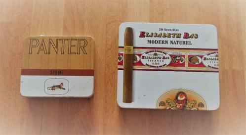 2 blikken sigarendoosjes - Panter en Elisabeth Bas, Collections, Articles de fumeurs, Briquets & Boîtes d'allumettes, Utilisé