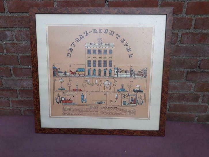 Het Gaz-Licht Spel (gaslicht spel) uit midden 1800 ingelijst, Hobby en Vrije tijd, Gezelschapsspellen | Overige, Gebruikt, Ophalen