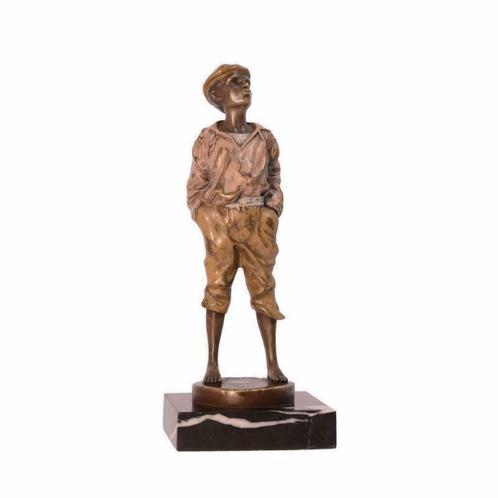 Een bronzen beeld- fluitende jongen-jongen-brons-beeld, Antiquités & Art, Art | Sculptures & Bois, Enlèvement ou Envoi