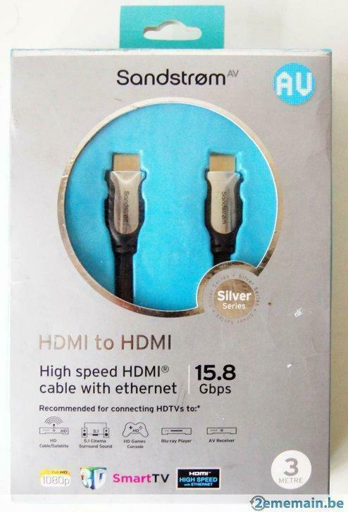 câble sandstrom hdmi - hdmi ref. s15h311x, TV, Hi-fi & Vidéo, Câbles audio & Câbles de télévision, Neuf, Enlèvement ou Envoi