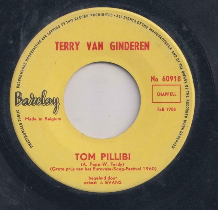 Terry Van Ginderen – Tom Pillibi / Het staat in de sterren -, Cd's en Dvd's, Vinyl Singles, Gebruikt, Single, Nederlandstalig