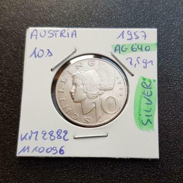 Oude zilveren munt Oostenrijk 10 Schilling 1957