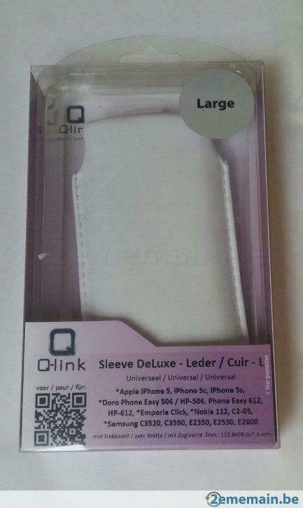 1 Etui en cuir blanc large universel neuf sous blister, Télécoms, Téléphonie mobile | Housses, Coques & Façades | Marques Autre