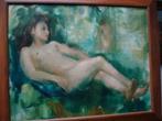 1967 CLEMENT SERNEELS huile / toile nue couchée fauviste, Antiquités & Art, Art | Peinture | Moderne, Enlèvement