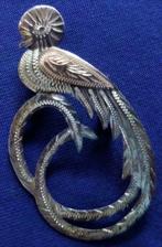 Broche en argent au motif du Guetzal oiseau du Guatemala, Handtassen en Accessoires, Broches, 4 tot 7 cm, Zo goed als nieuw, Zilver