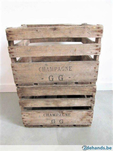 oude houten kisten voor Champagneflessen, Antiek en Kunst, Curiosa en Brocante